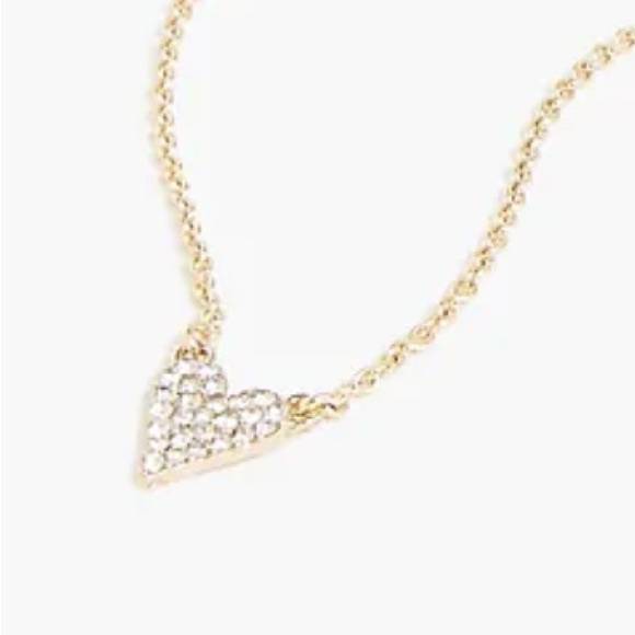 J. CREW Pave Heart Necklace Crystal CZ Heart Gold Plated Chain 16” 2” Extender - Picture 4 of 7